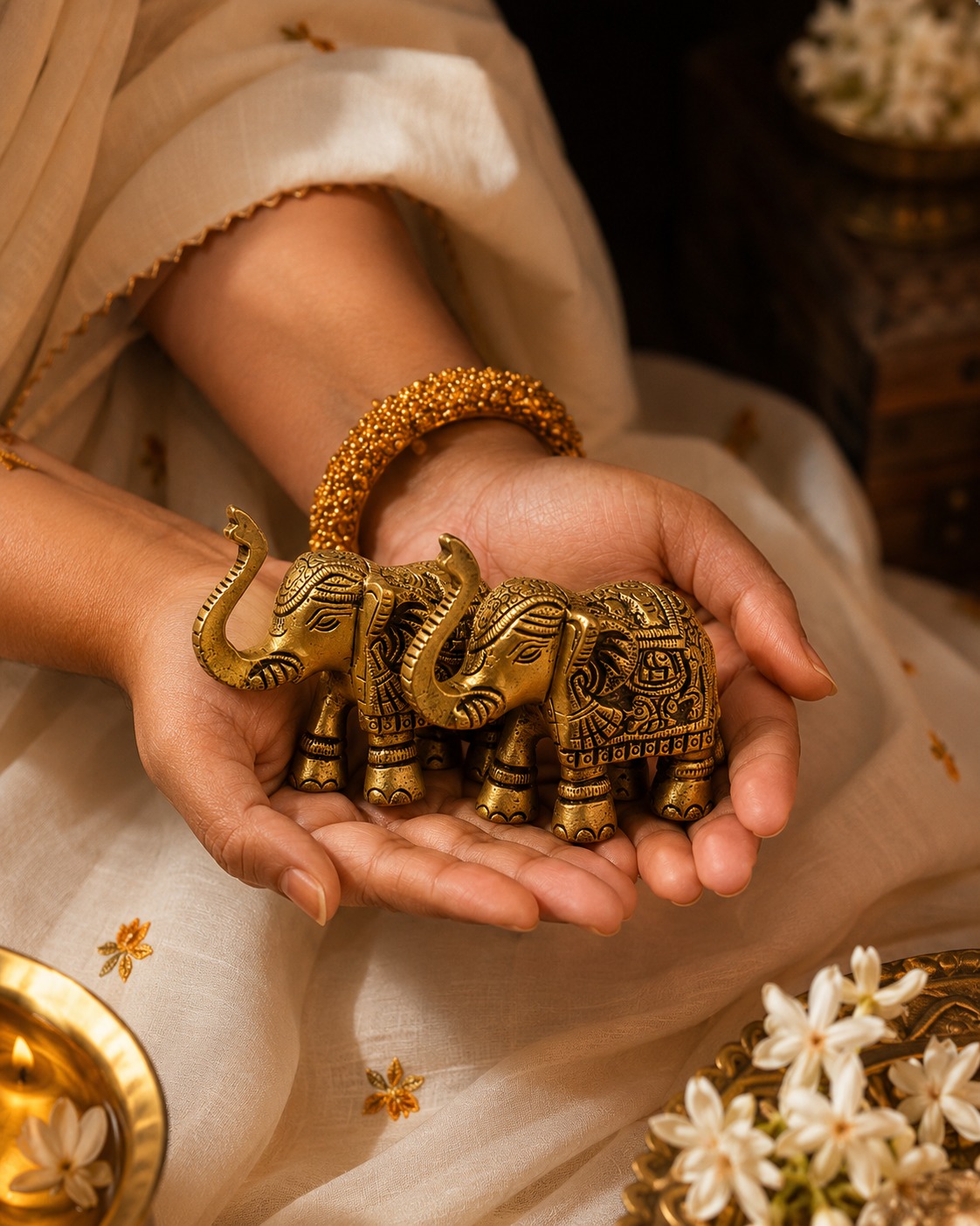 Brass Gajlaxmi (1.5 Inch) Jodi - Image 4