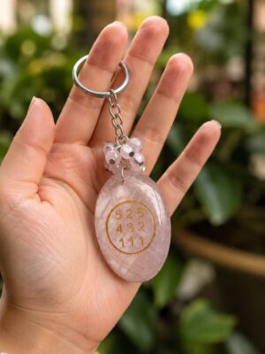 Rose Quartz Zibu Coin Keychain